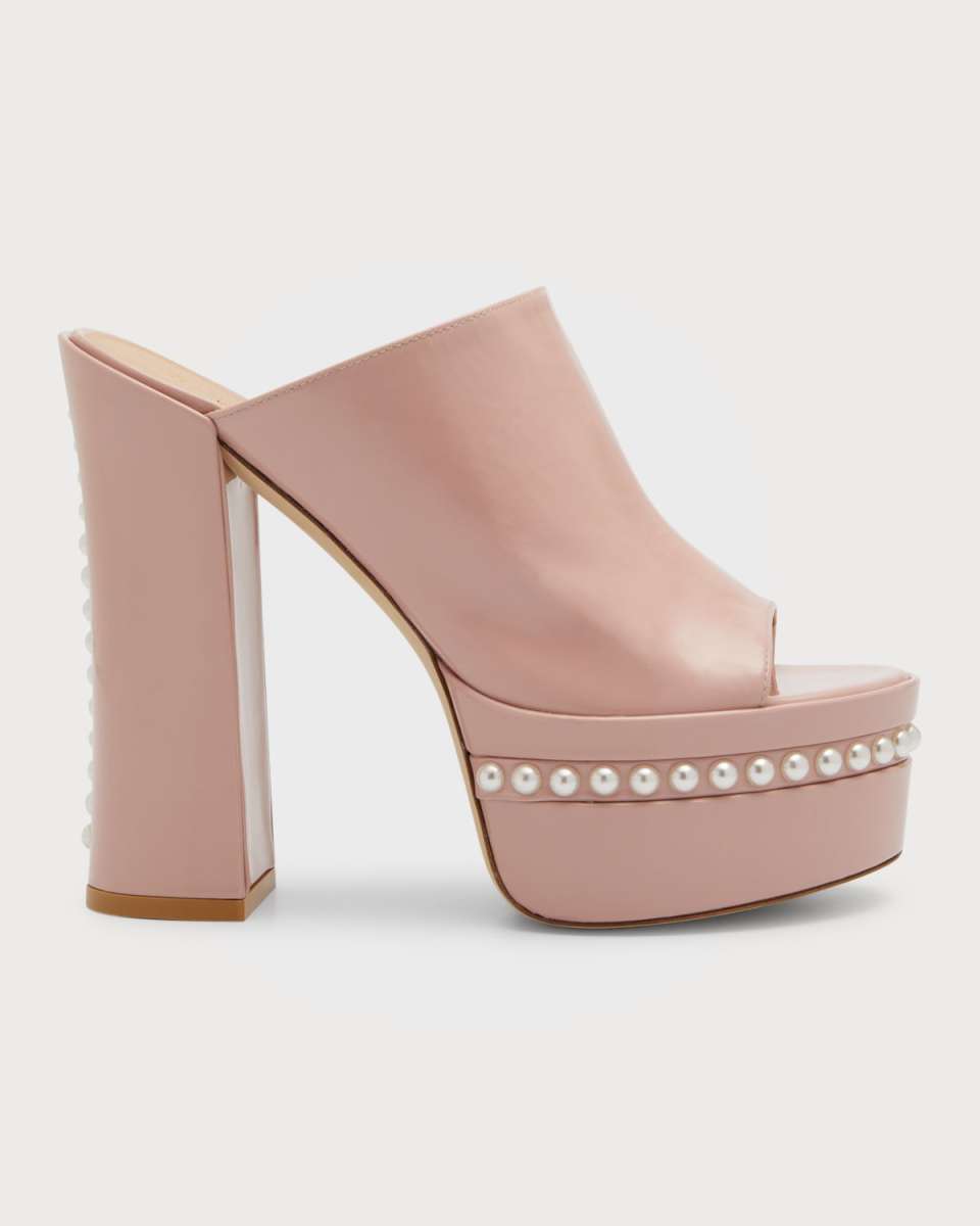 Skyhigh Pearly Stud Platform Mules